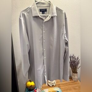 Mizzen+Main Leeward Men's Light Gray Micro-Check Dress Shirt